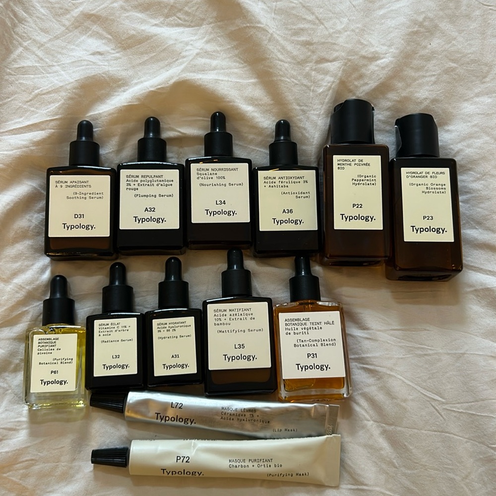 Typology set. 13 products. Never used